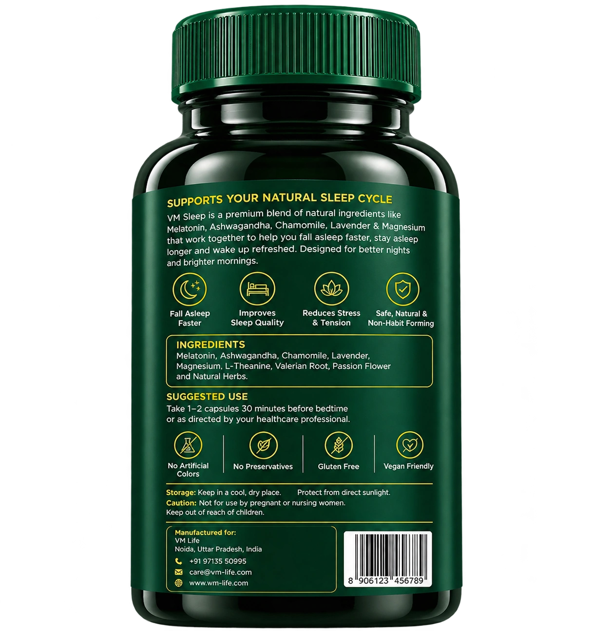 VM Sleep Green Bottle Back